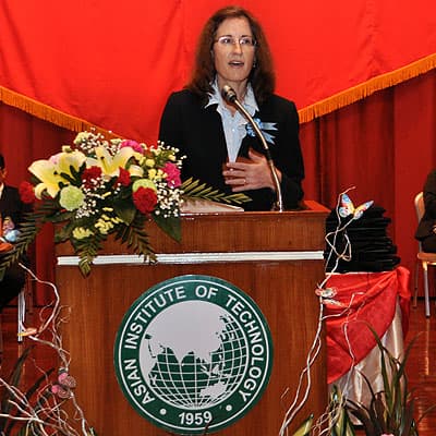 Carrie Thompson delivering a keynote at the Asian Institute of Technology